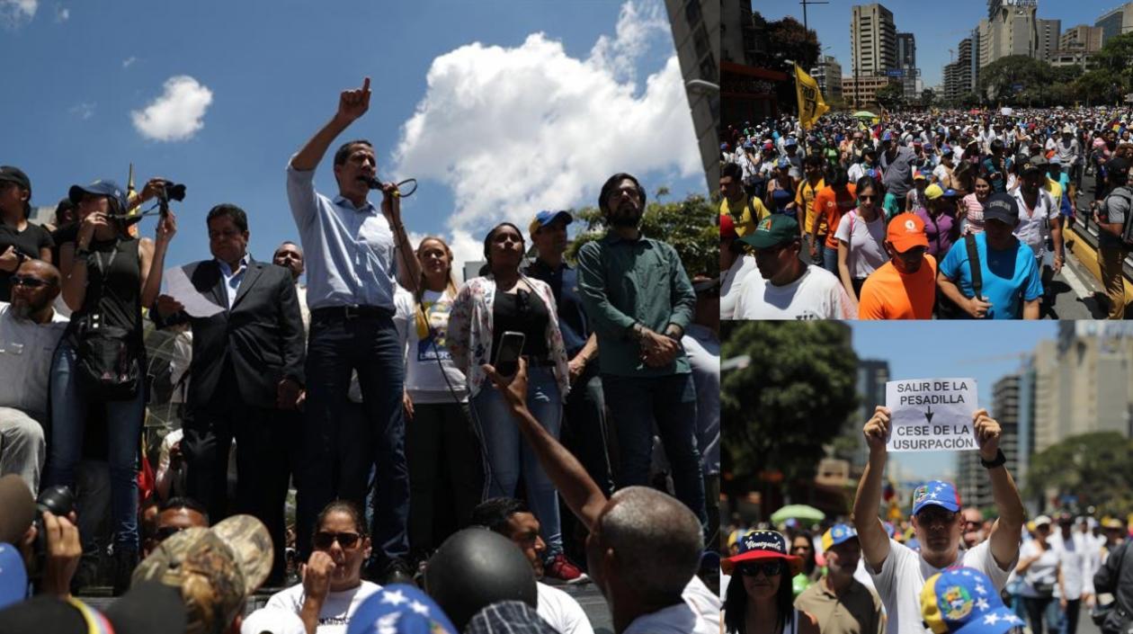 Imágenes de la marcha de la oposición.