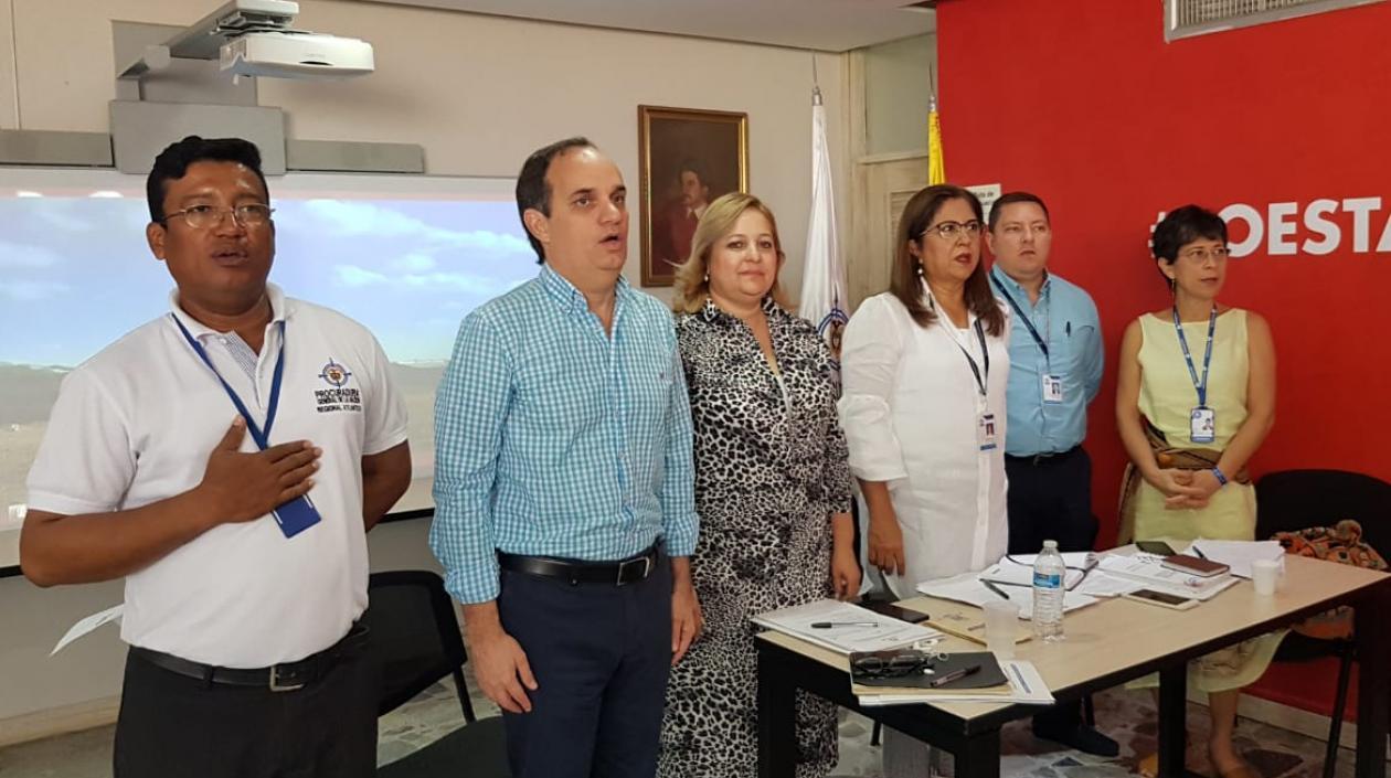 Reunión de la Comisión Regional de Control y Asuntos Electorales, presidida por el Secretario del Interior Departamental, Guillermo Polo.