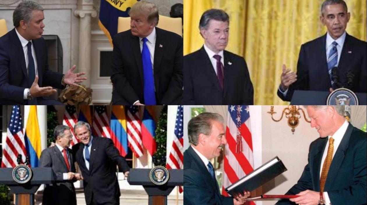 Los últimos presidentes de Colombia y Estados Unidos.