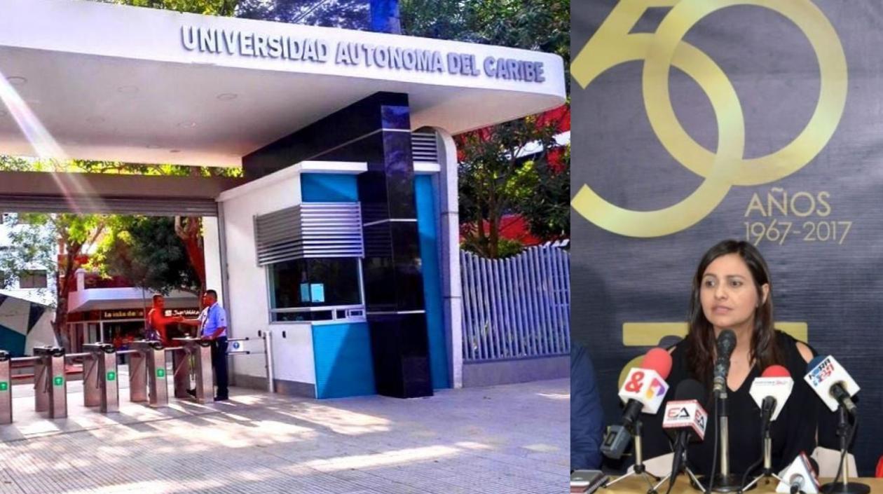 Fachada de Uniautónoma y la rectora Claudia Dacunha Tachman.