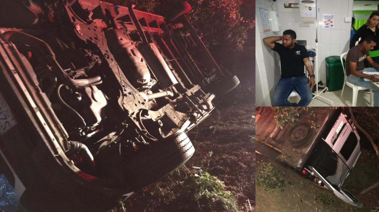 Así quedó la móvil de Telecaribe accidentada en la Troncal del Caribe.