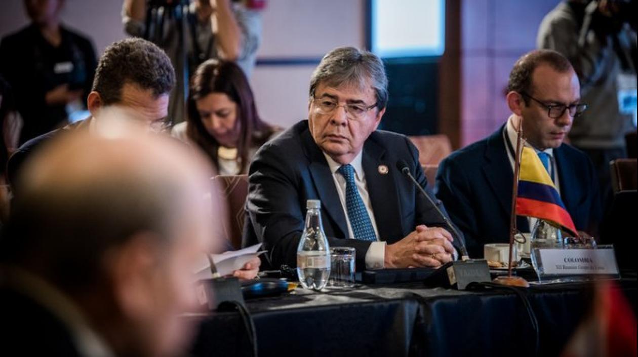 Carlos Holmes Trujillo, en una reunión del Grupo de Lima este lunes en Chile.