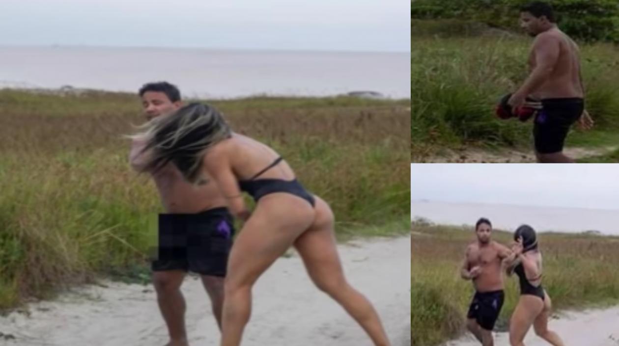 Luchadora le propina severa paliza a un acosador.