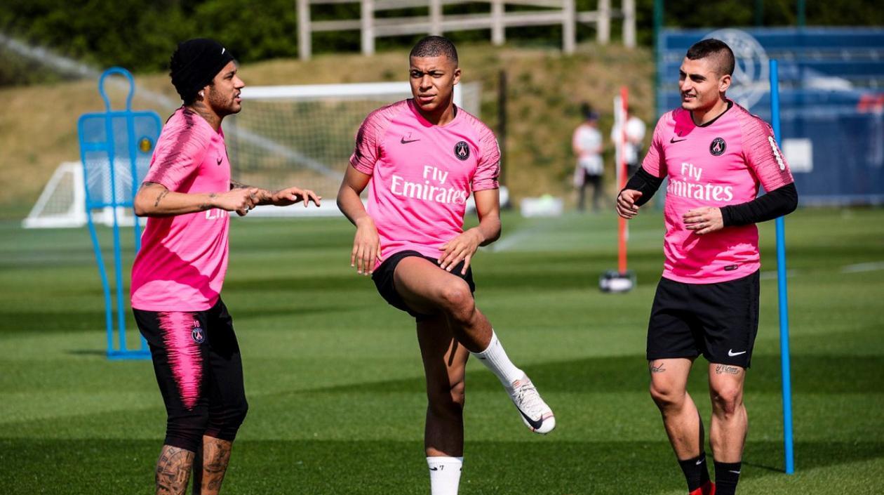 Jugadores del PSG en un entrenamiento. 