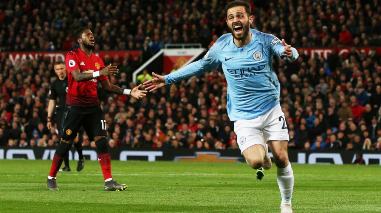 Bernardo Silva celebra su gol ante el Manchester United. 