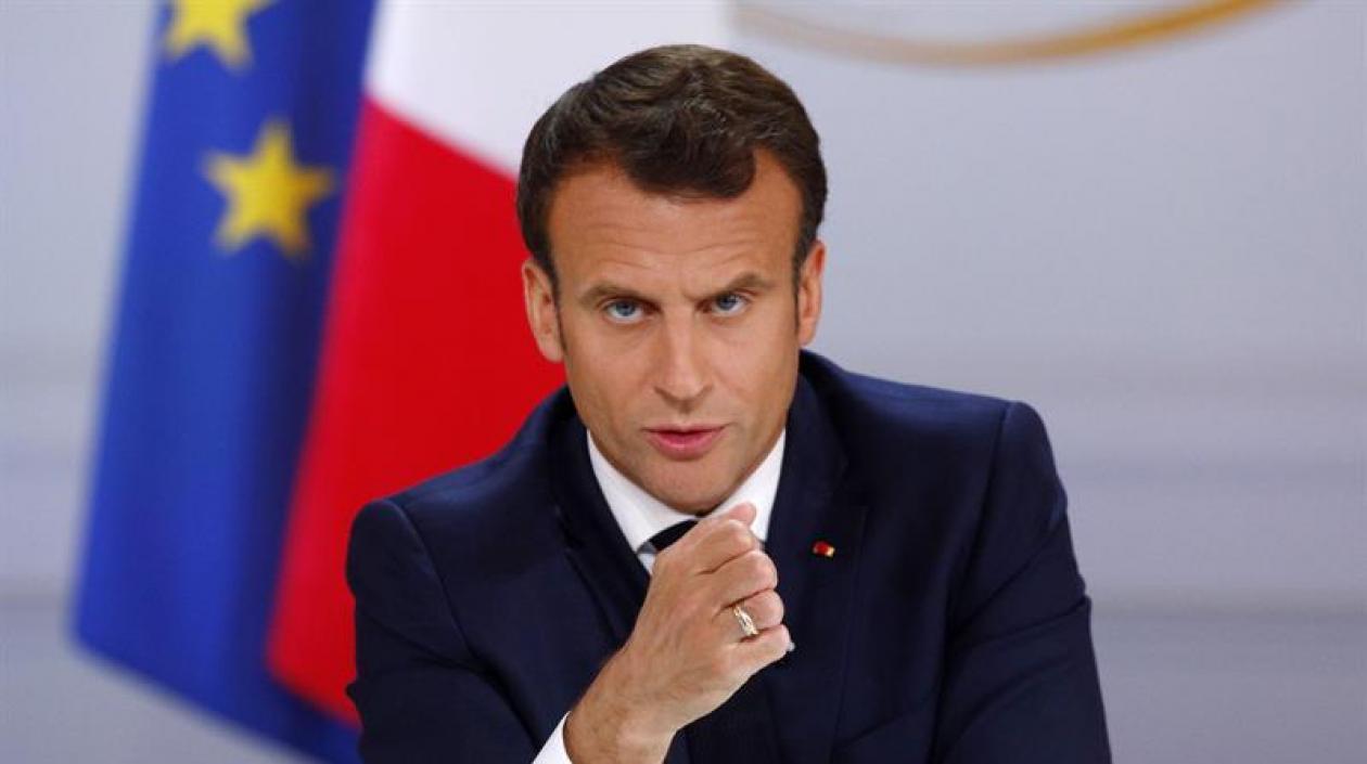  El presidente francés, Emmanuel Macron en rueda de prensa.