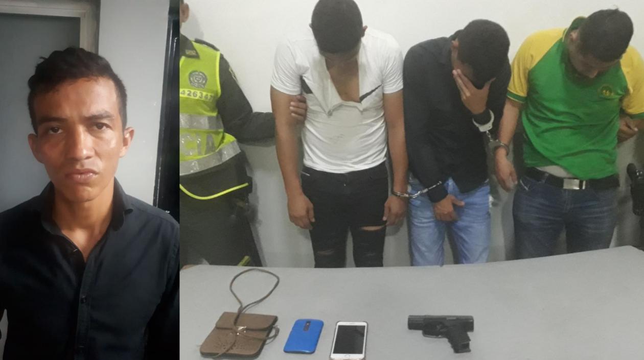 A la derecha, José Hernández Meriño; a la izquierda, el hombre con los otros dos capturados.