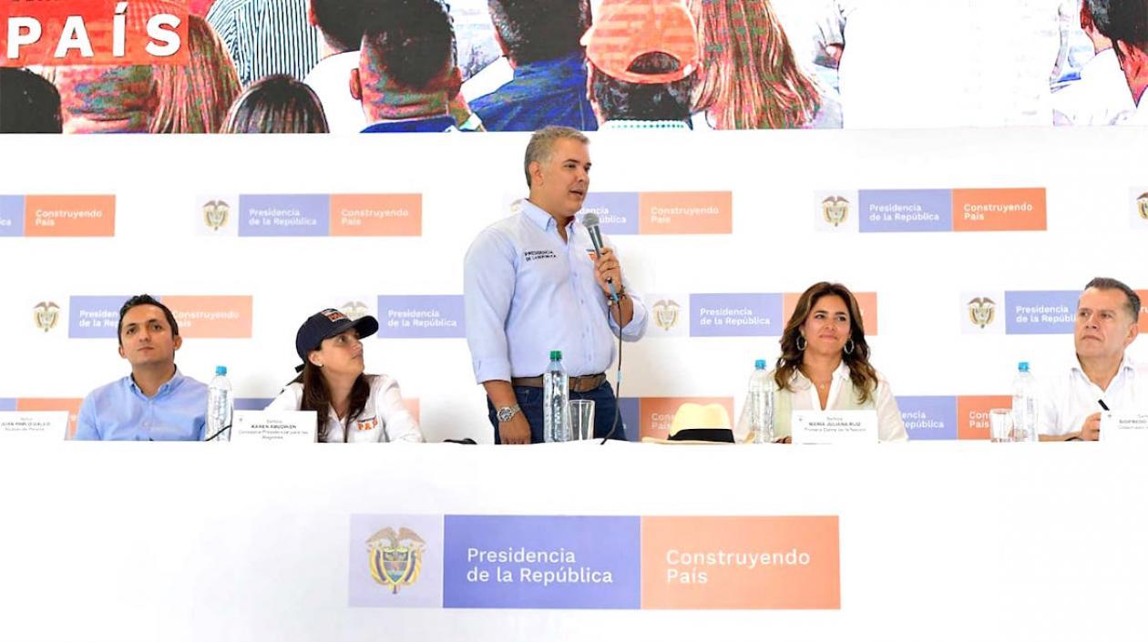 El Presidente Iván Duque durante el Taller Construyendo País, en Pereira.