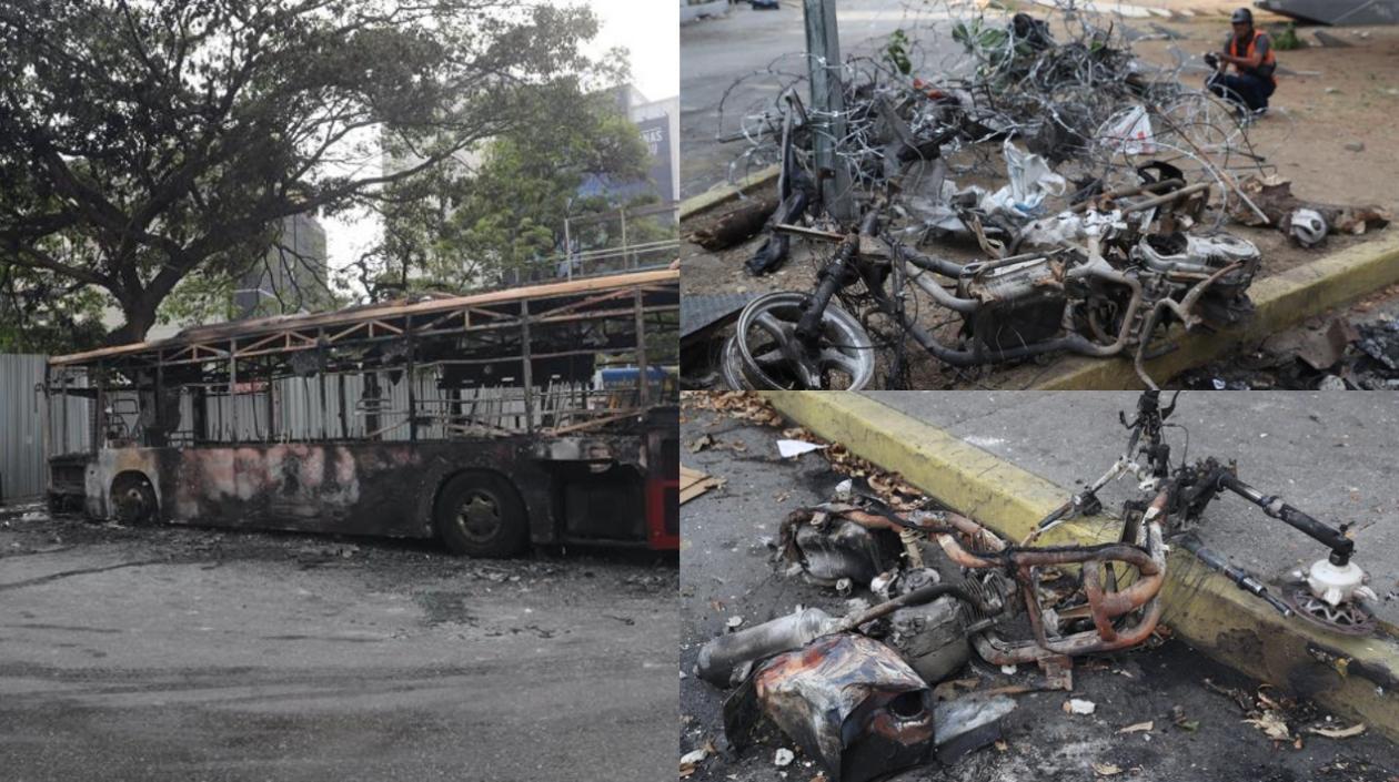 Algunos destrozos en Caracas luego de levantamiento encabezado por Juan Guaidó.
