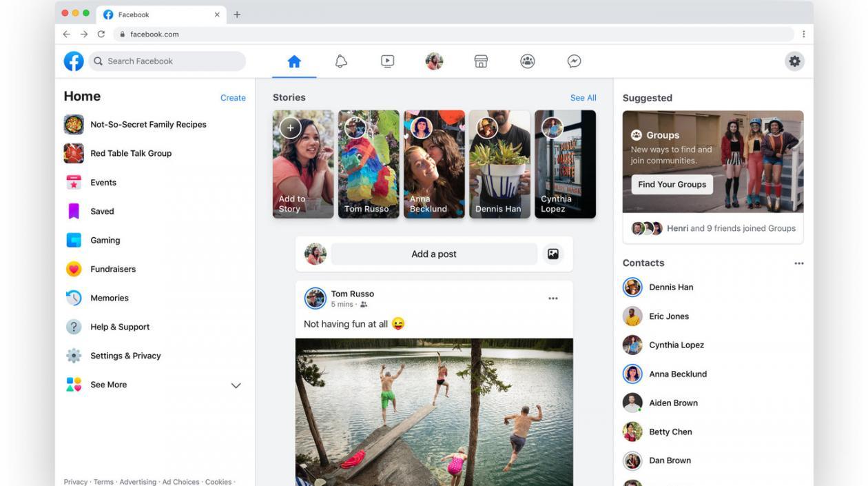 El nuevo diseño luce el blanco por encima del azul corporativo de Facebook.
