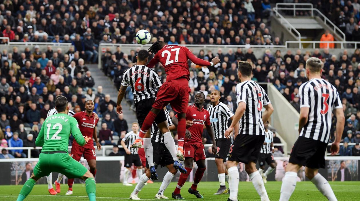Acción del gol de triunfo del Liverpool. 