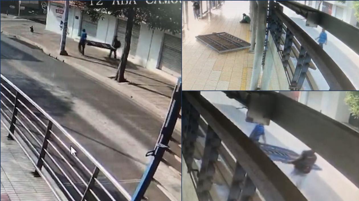 Ladrones se llevan la reja por toda la carrera 46 y doblan después por la calle 43.