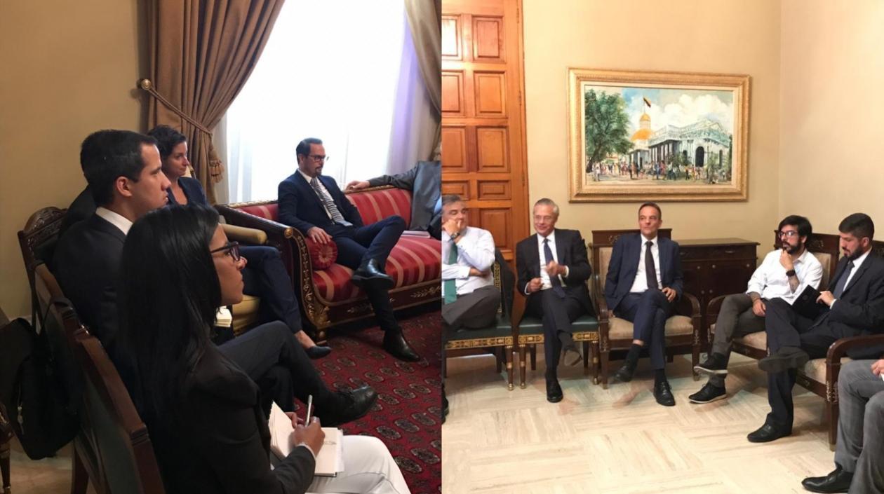 Juan Guaidó y los embajadores europeos.