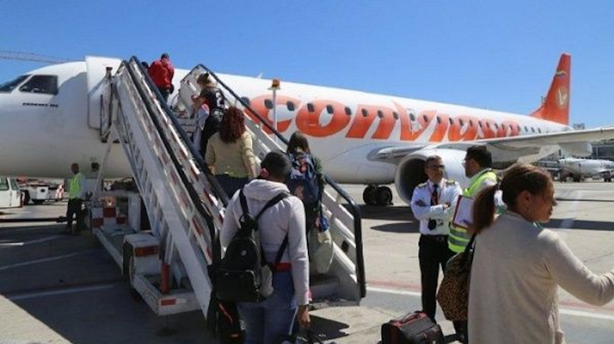 Uno de los aviones en los que viajaron los venezolanos de vuelta a su país.
