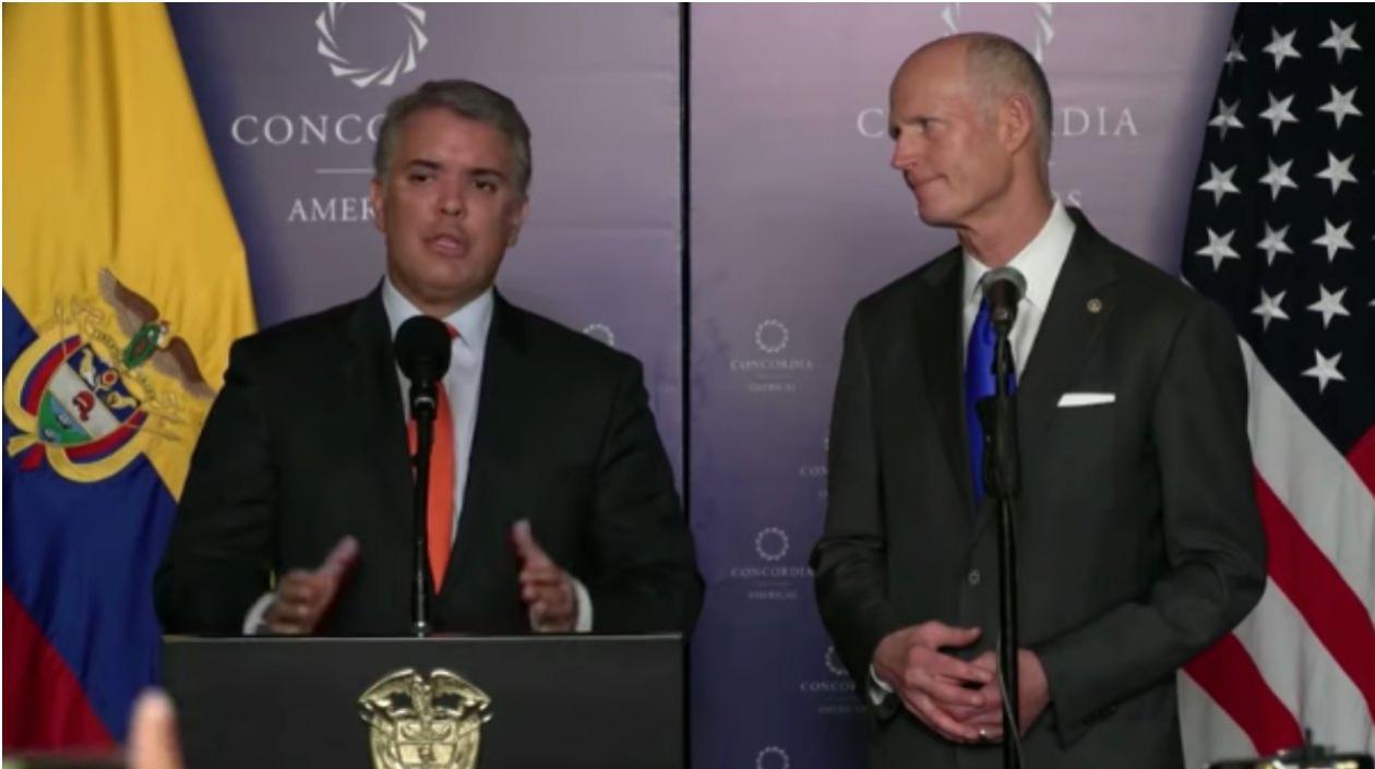 Presidente Iván Duque al término de la reunión con el congresista de los EE.UU, Rick Scott 28 vistas  3  0