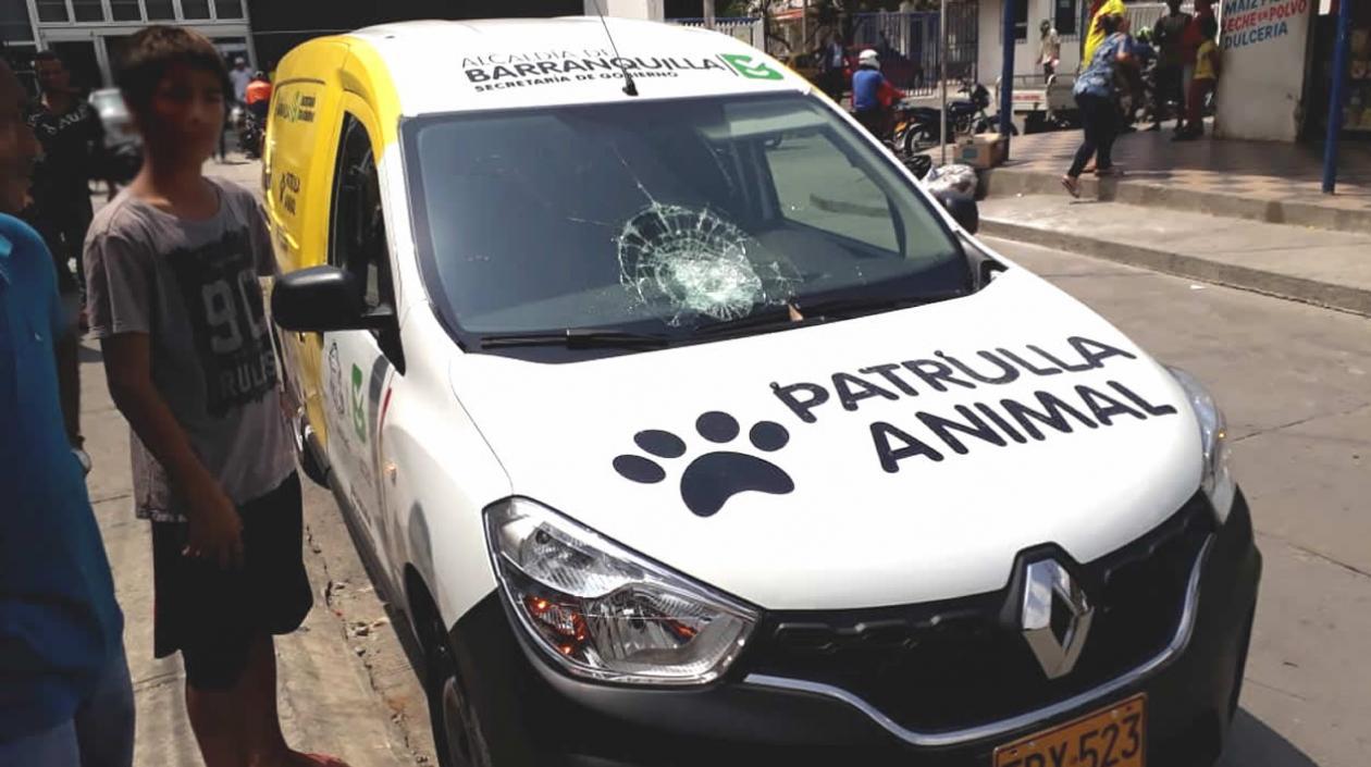 Así quedó el panorámico de la patrulla.