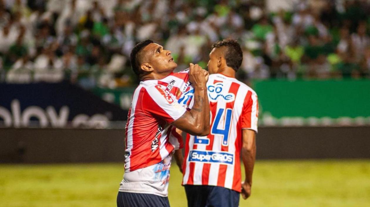 Luis Narváez tras anotar el primer gol ante el Deportivo Cali.