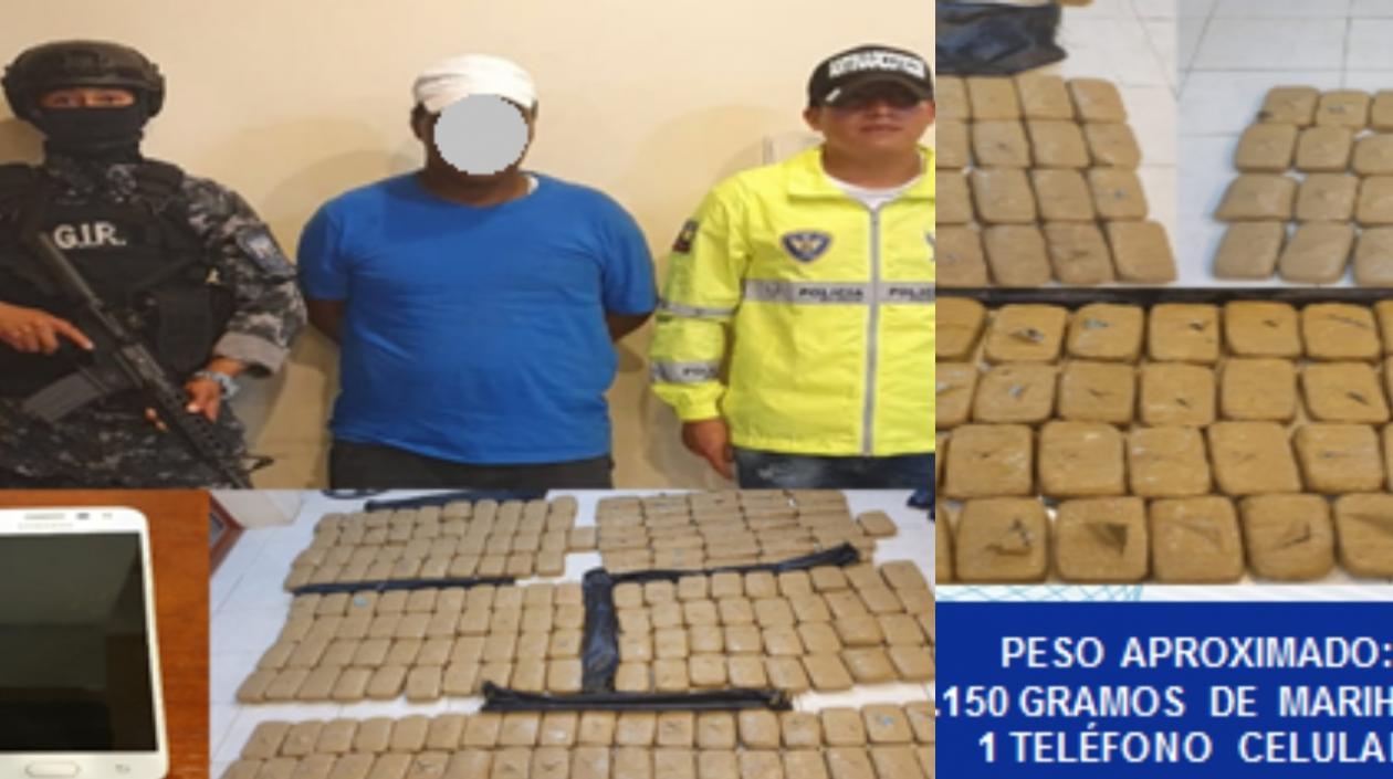 La droga incautada y el capturado.