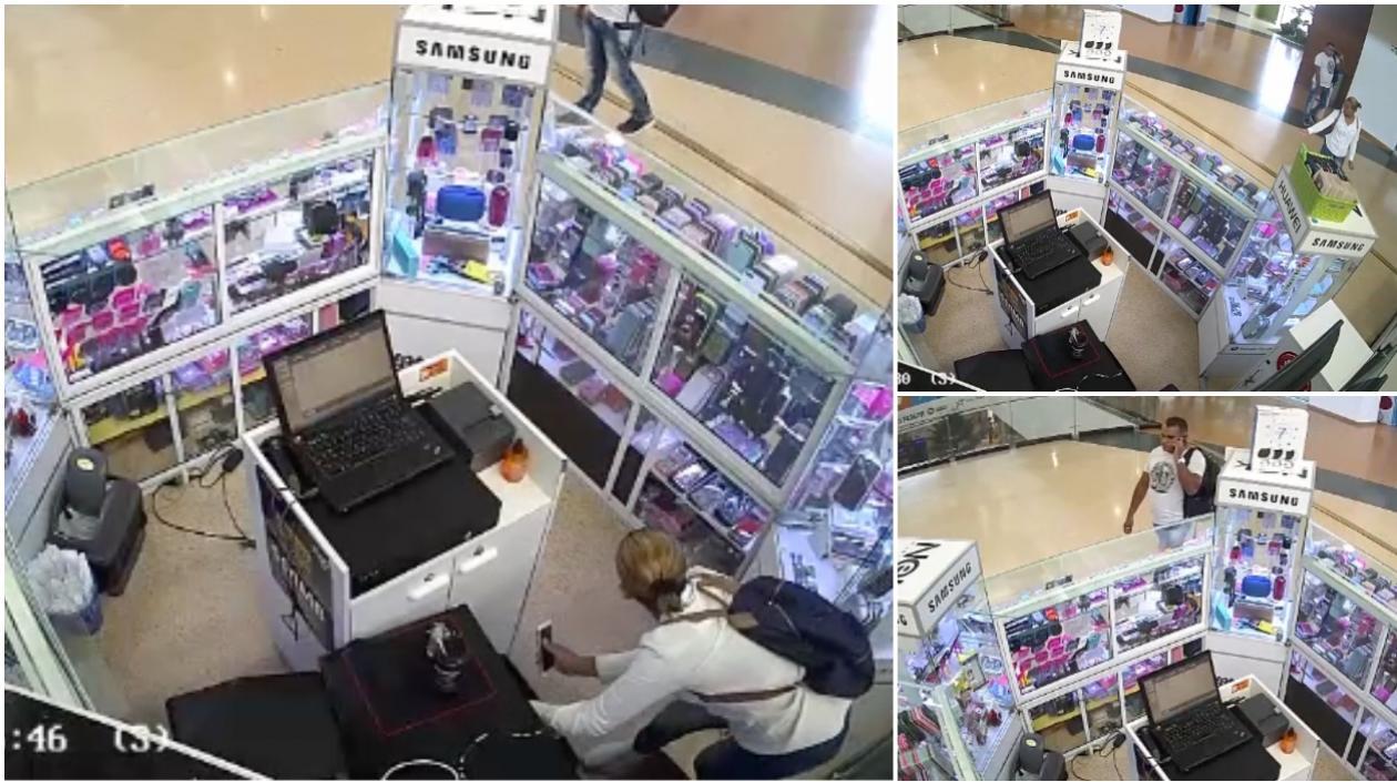La mujer fue la que robó, mientras su cómplice vigilaba que no viniera el empleado.
