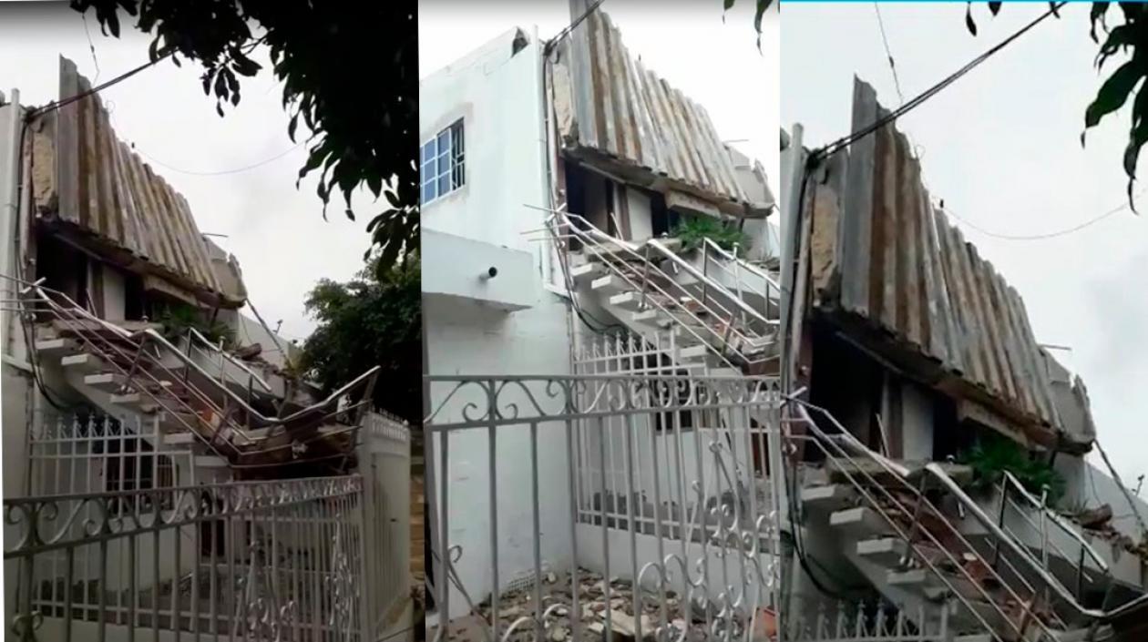 Así quedó la estructura del techo de la casa del Barrio San José.