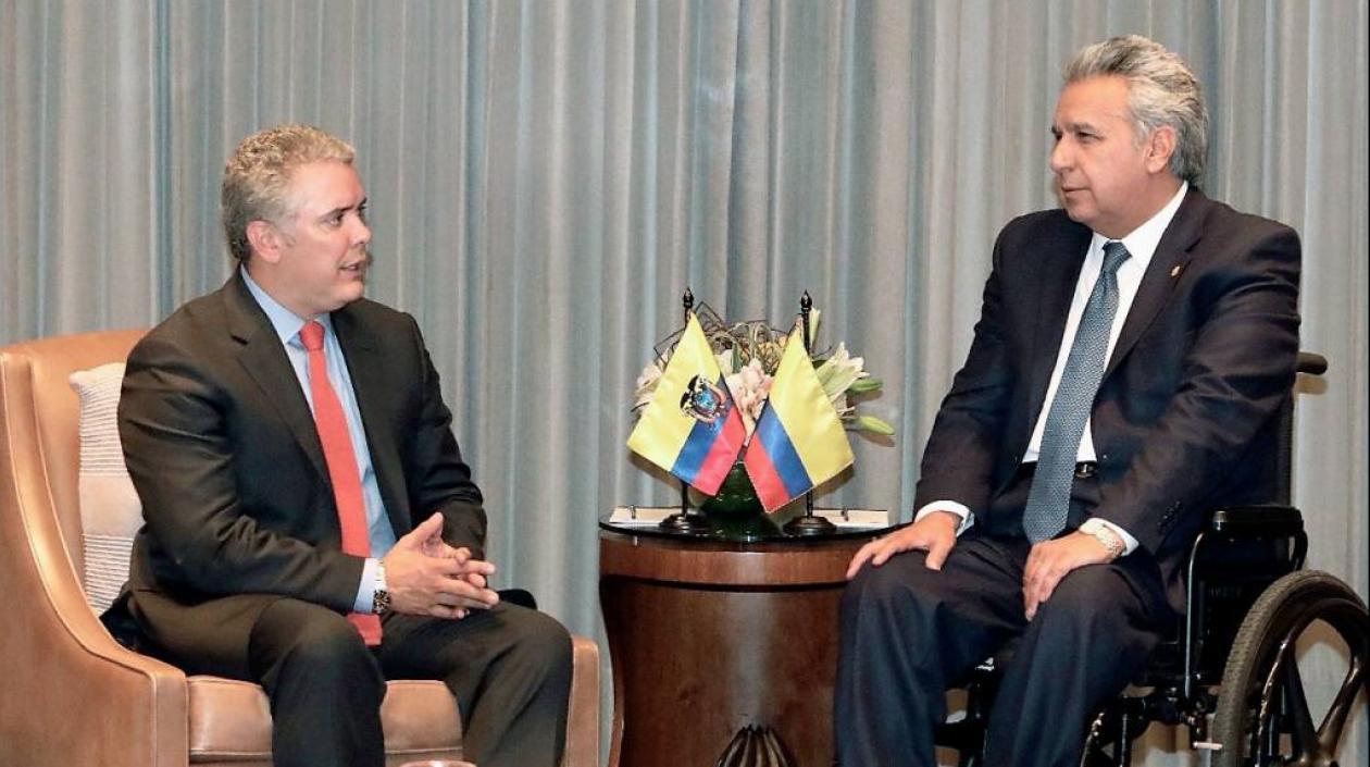 Presidentes de Colombia y Ecuador, Iván Duque y Lenín Moreno, respectivamente.