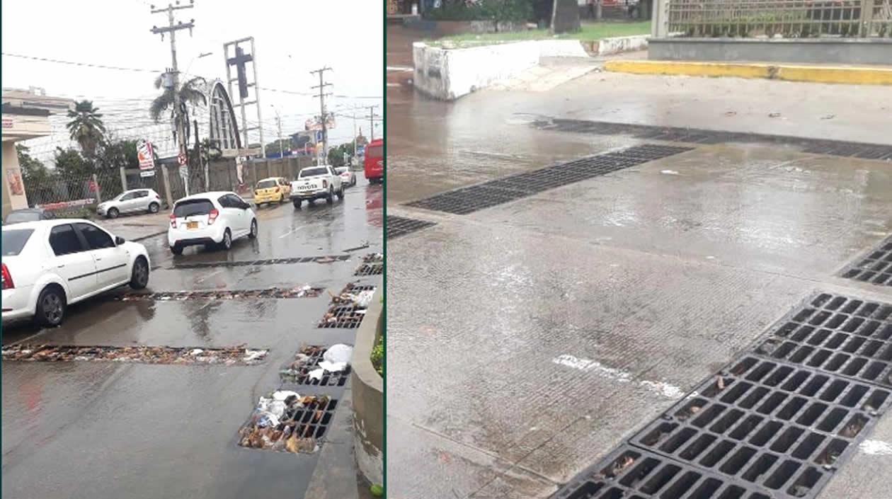 Basuras en las rejillas y luego de la limpieza.