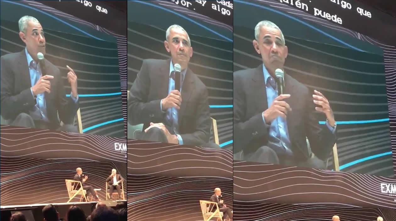 El expresidente de Estados Unidos, Barack Obama, en su intervención en Bogotá.