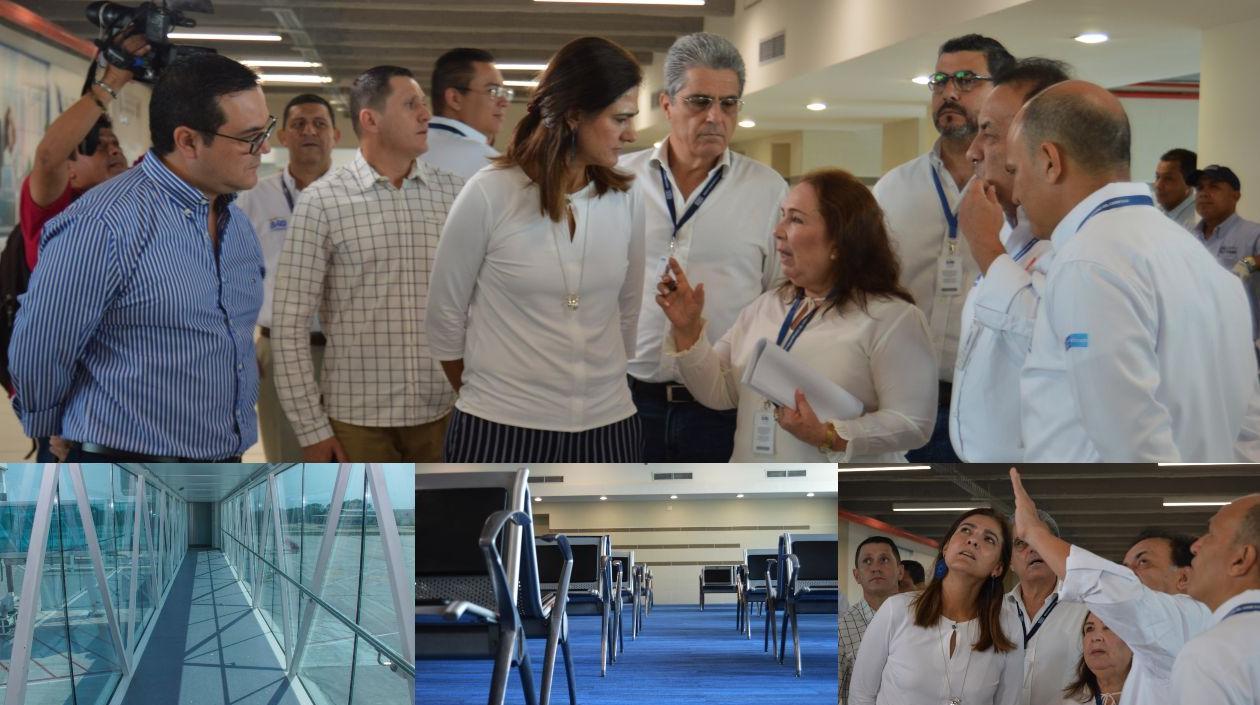 La Ministra de Transporte durante su visita al Aeropuerto Ernesto Cortissoz.