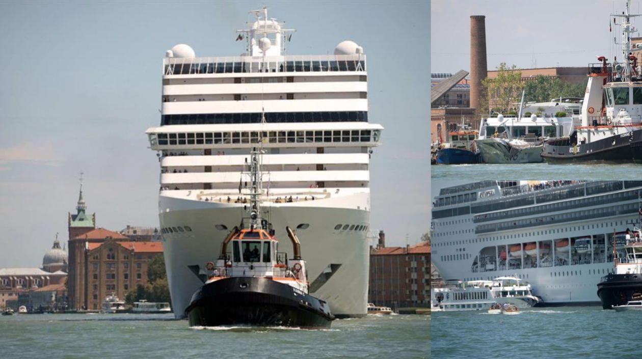 La colisión se produjo en el canal de la Giudecca, cuando el crucero de la compañía MSC, al parecer perdió el control cuando estaba atracando.