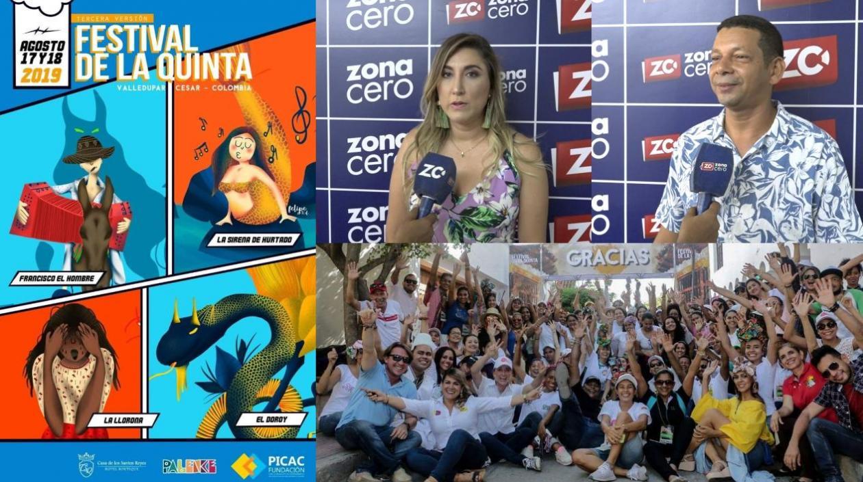  Afiche del Festival de la Quinta. A la derecha Cristina Zapata Naranjo, Directora Ejecutiva Festival de la Quinta de Valledupar y Yasser Orozco García, Director creativo. E