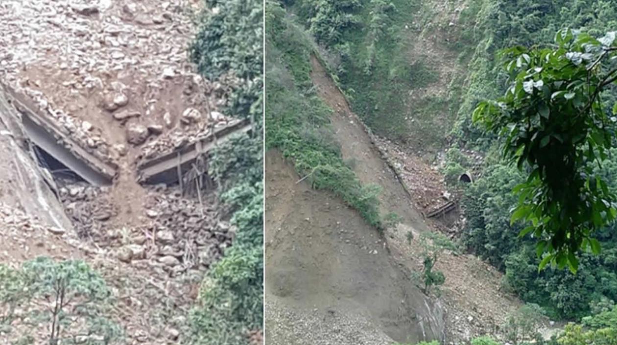 Alud derribó puente en construcción en la Vía Bogotá-Villavicencio.