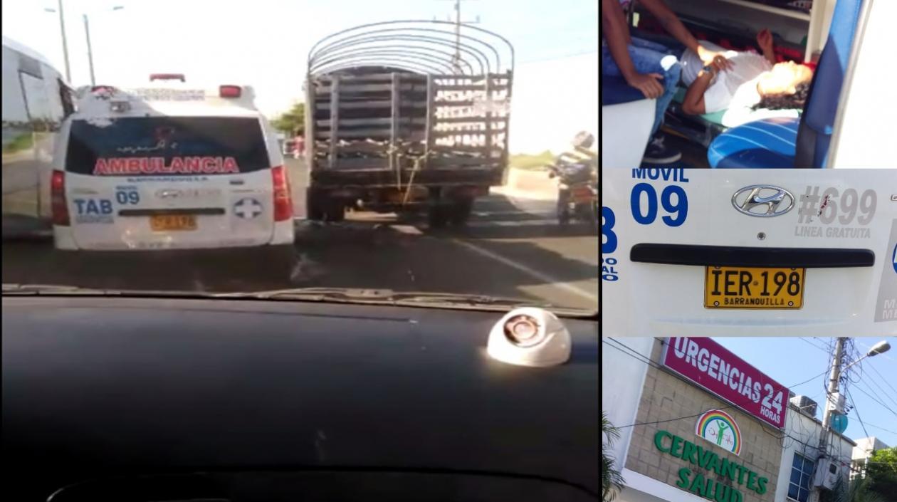 Imágenes del recorrido, los pacientes, placa de la ambulancia e IPS Cervantes Salud.