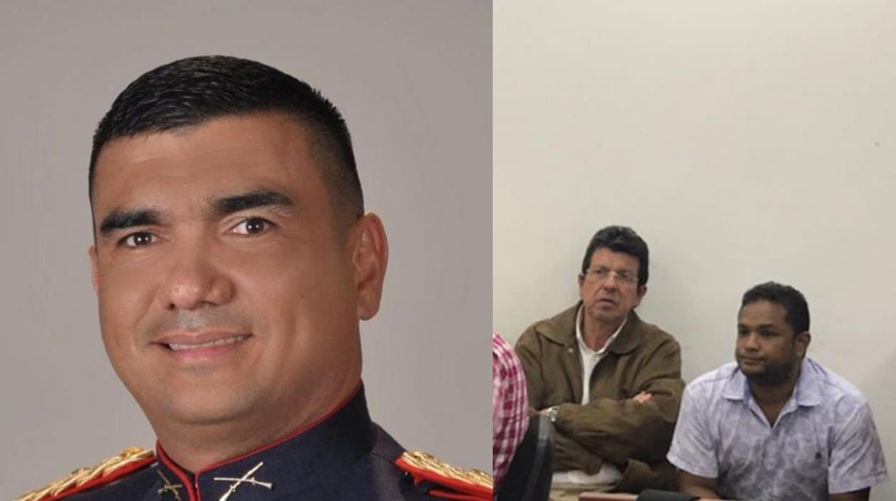 Florentino David Navia Salvador, exmilitar que s entregó, y Fernando Marín en audiencia.