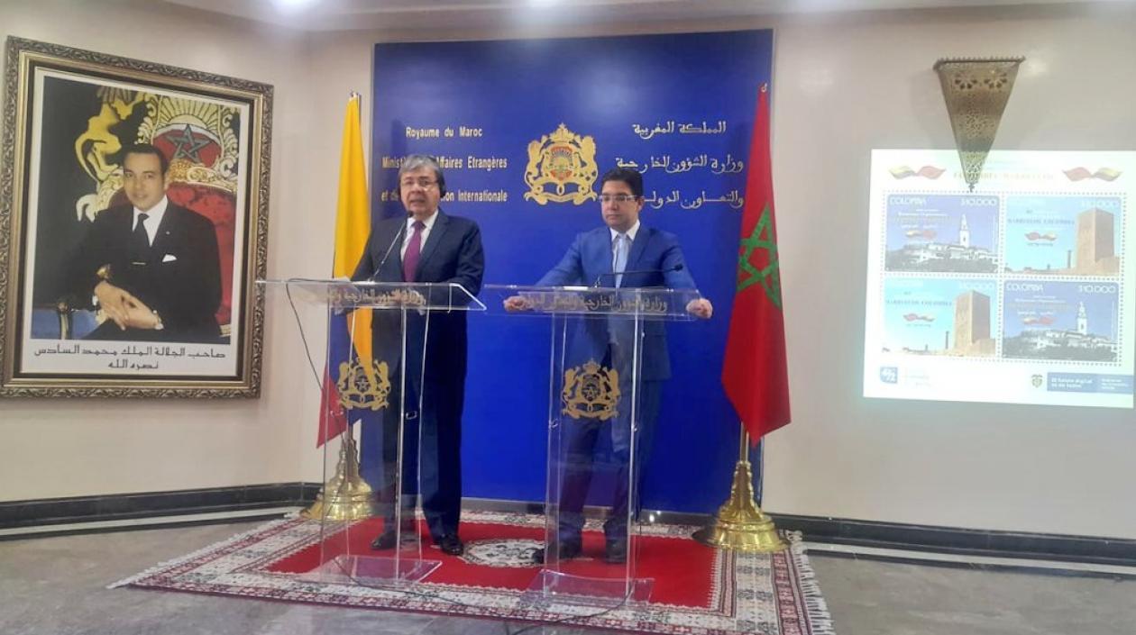 El Canciller, Carlos Holmes Trujillo y su homólogo de Marruecos, Naser Bruita,