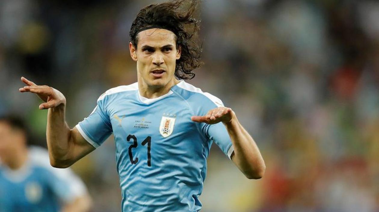 La celebración de Edinson Cavani.