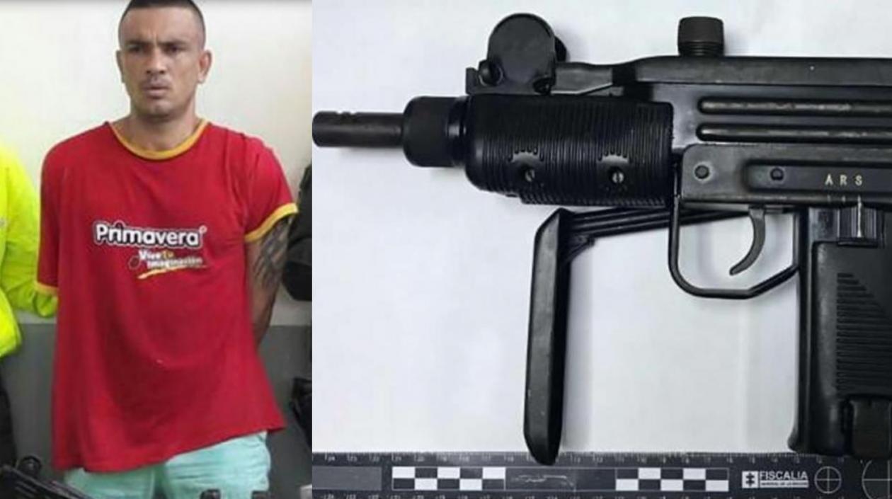 Alias 'Toro? y el arma que le encontraron en su poder al momento de la captura.