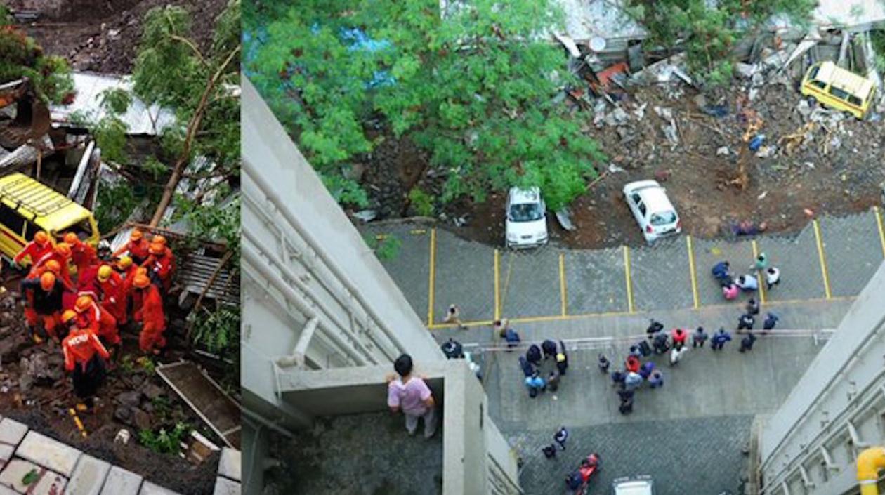 El muro cayó a causa de las fuertes lluvias.