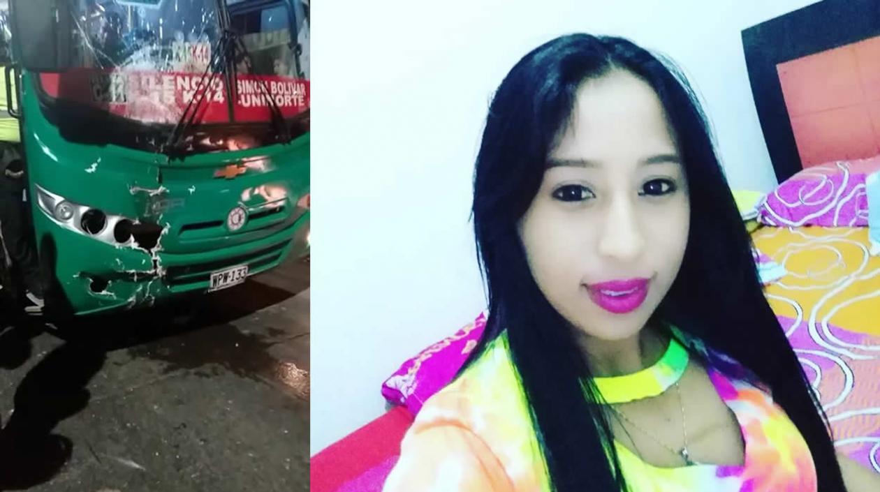 Imagen del bus y foto en vida de Lizeth Johana Lázaro Romero.