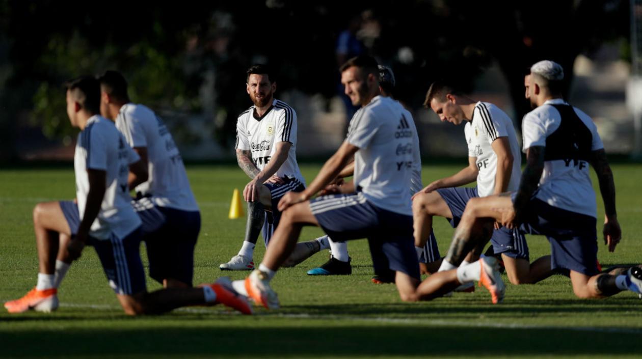 Jugadores de la Selección Argentina durante un entrenamiento. 