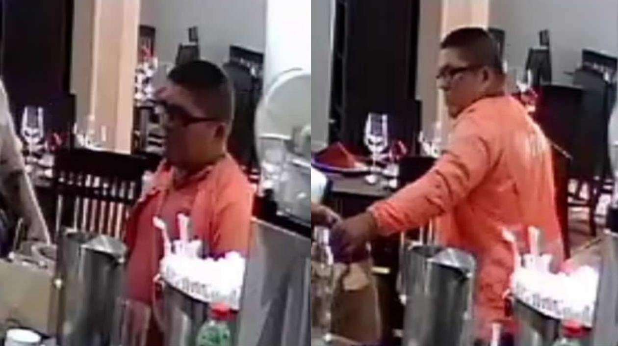 Imágenes que muestran al domiciliario recibiendo el pedido.