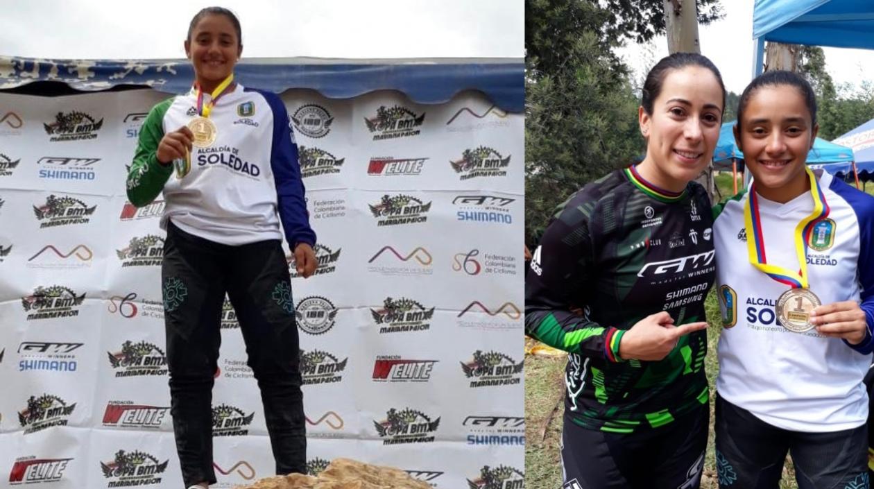 Sharid Fayad, con la medalla y Mariana Pajón.