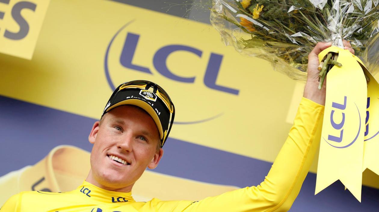 Mike Teunissen, líder del Tour de Francia. 