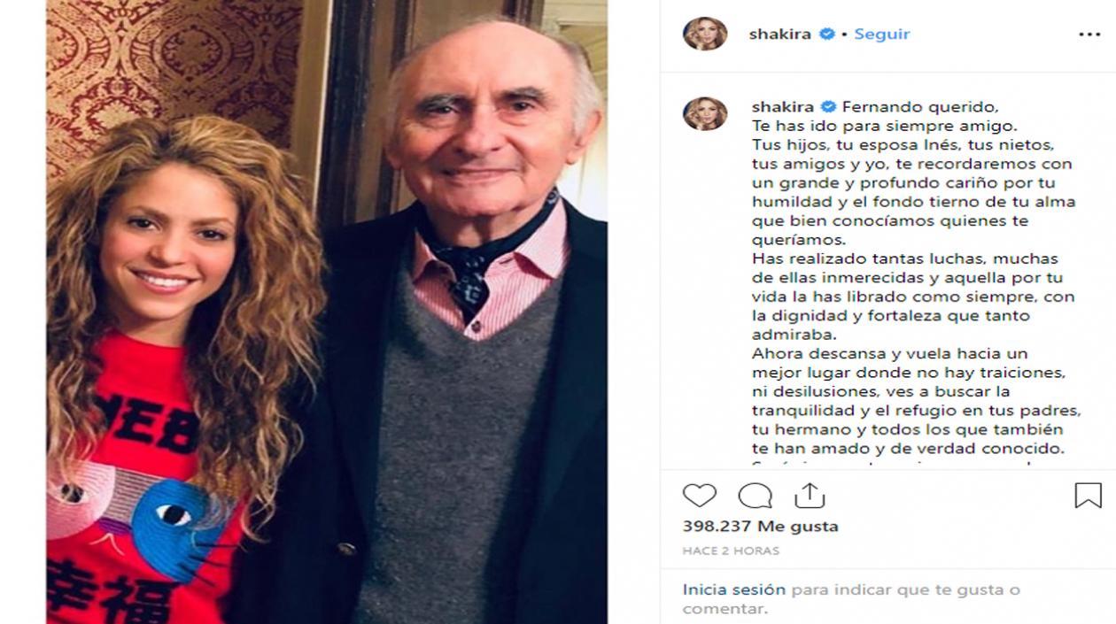 Shakira junto al fallecido expresidente Fernando de la Rúa