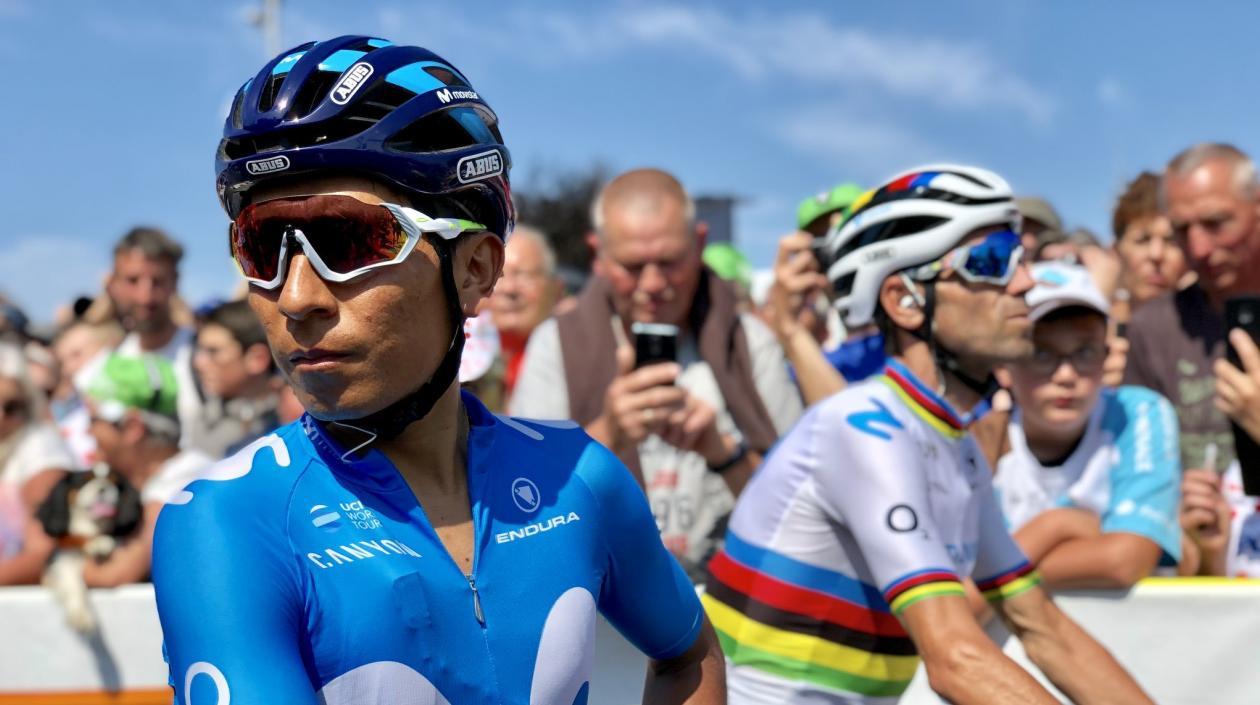 Nairo Quintana y Alejandro Valverde, ciclistas de Movistar. 