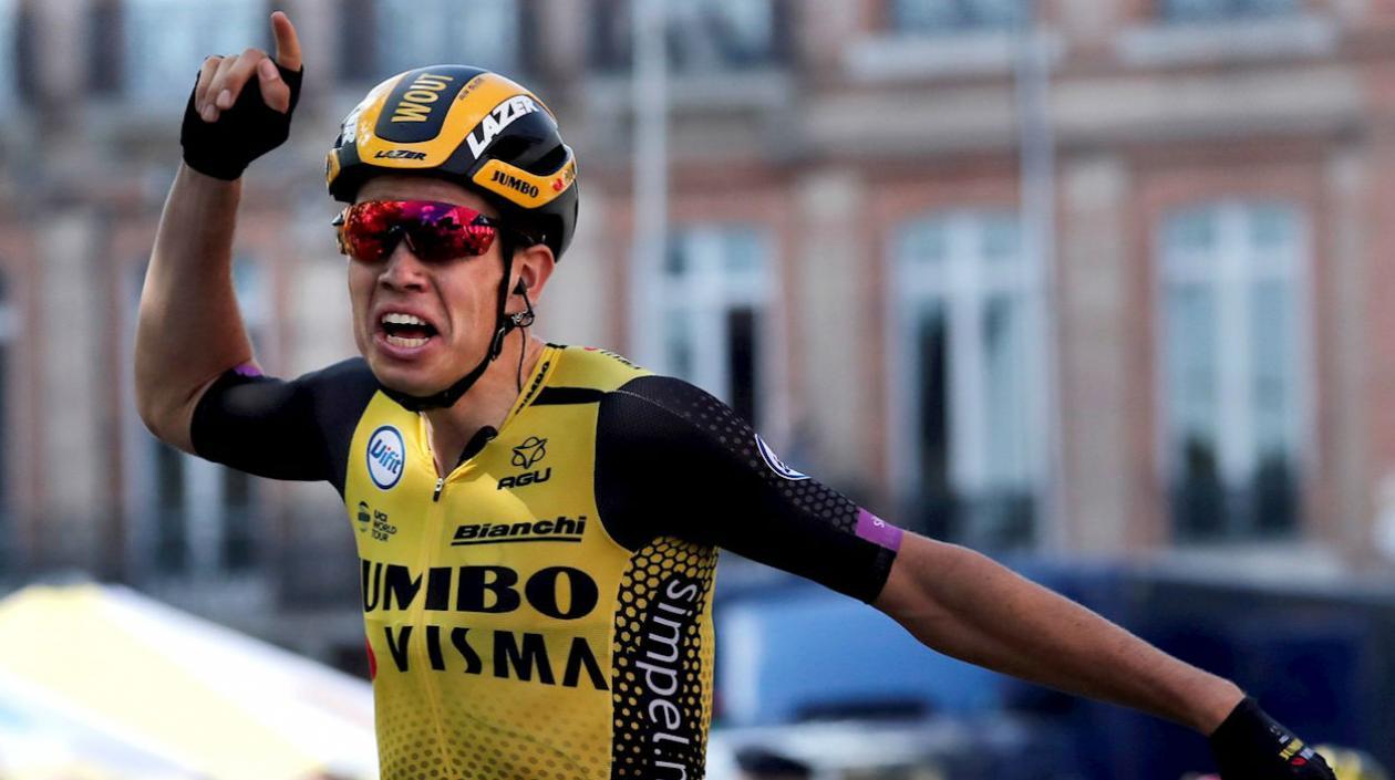 El belga Wout Van Aert, del equipo holandés Jumbo Visma
