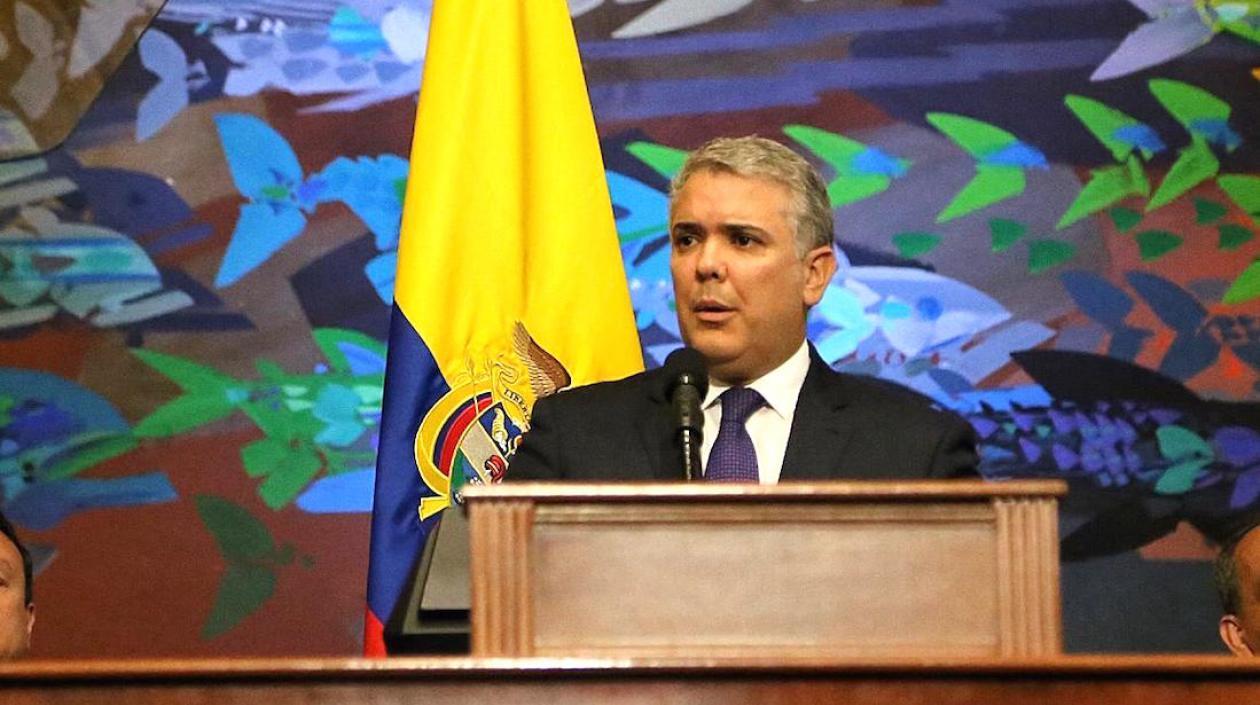 El Presidente Iván Duque, durante la instalación de las sesiones del Congreso.