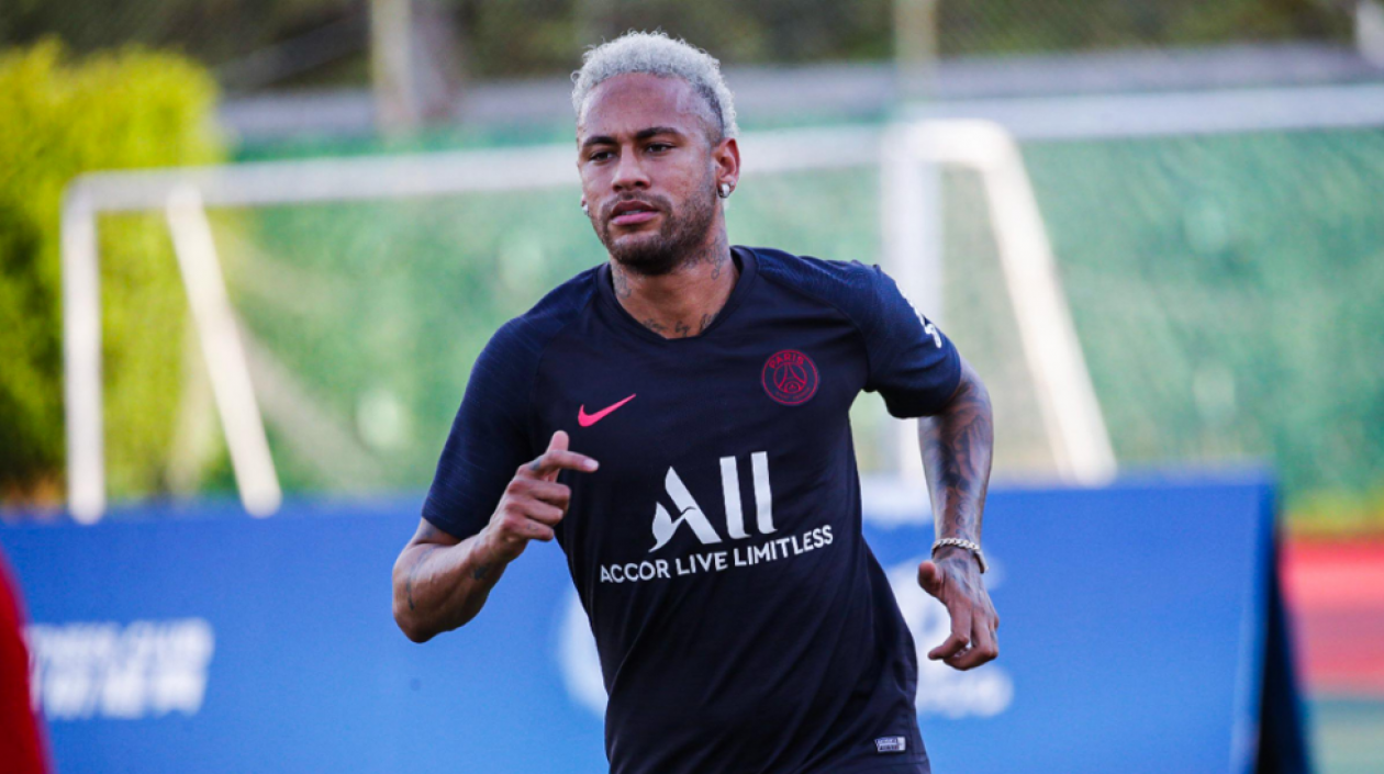 Neymar durante el entrenamiento.