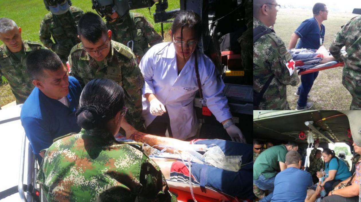 Momentos en que el menor era trasladado para su atención médica.