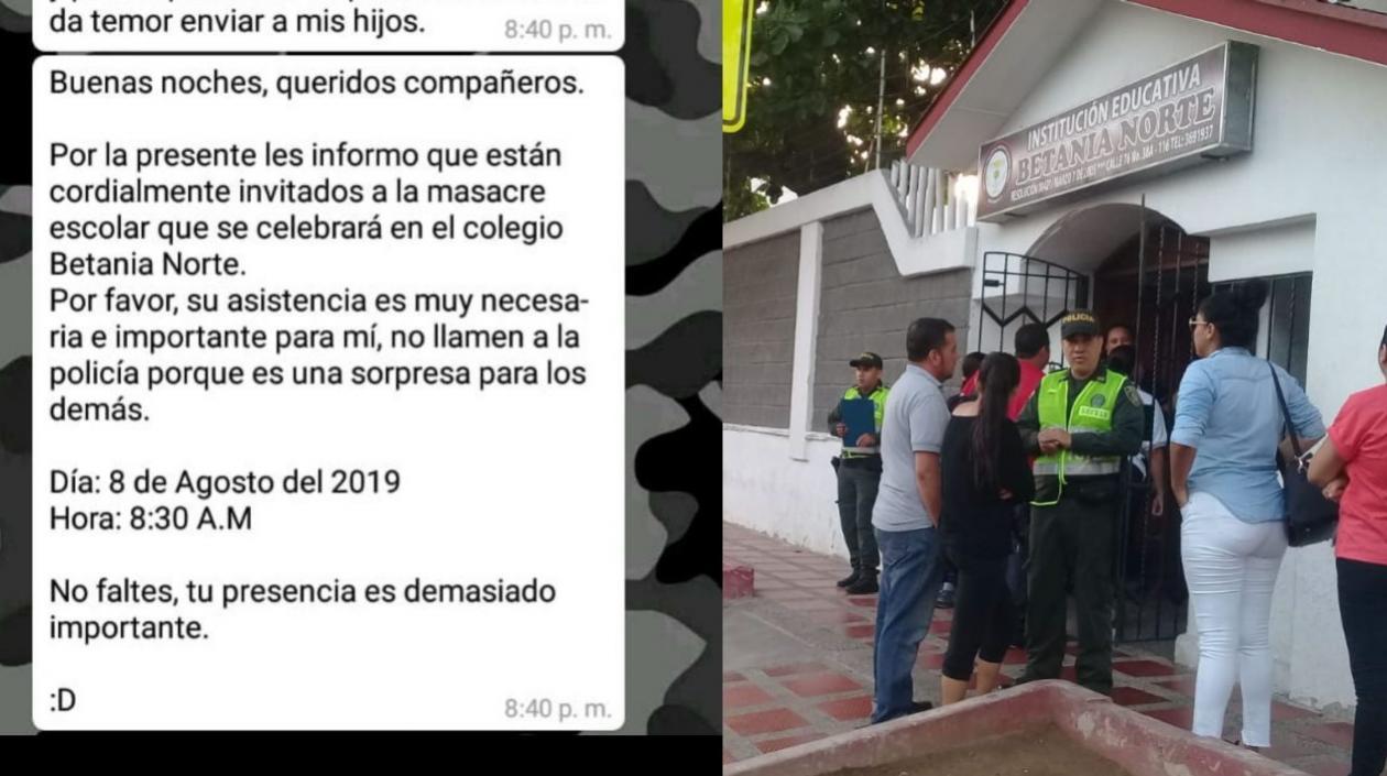 La Policía permanece en la Institución Educativa Betania Norte.