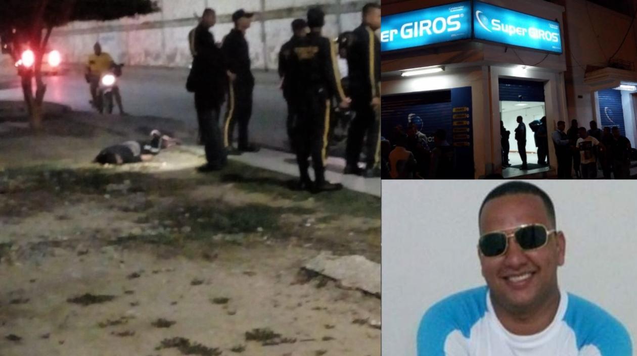 El cuerpo de Gregory Hernández Romero, sede de Supergiros y Javier Julio Peña.